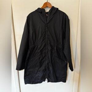 Cinched in Windbreaker/Raincoat Black Jacket